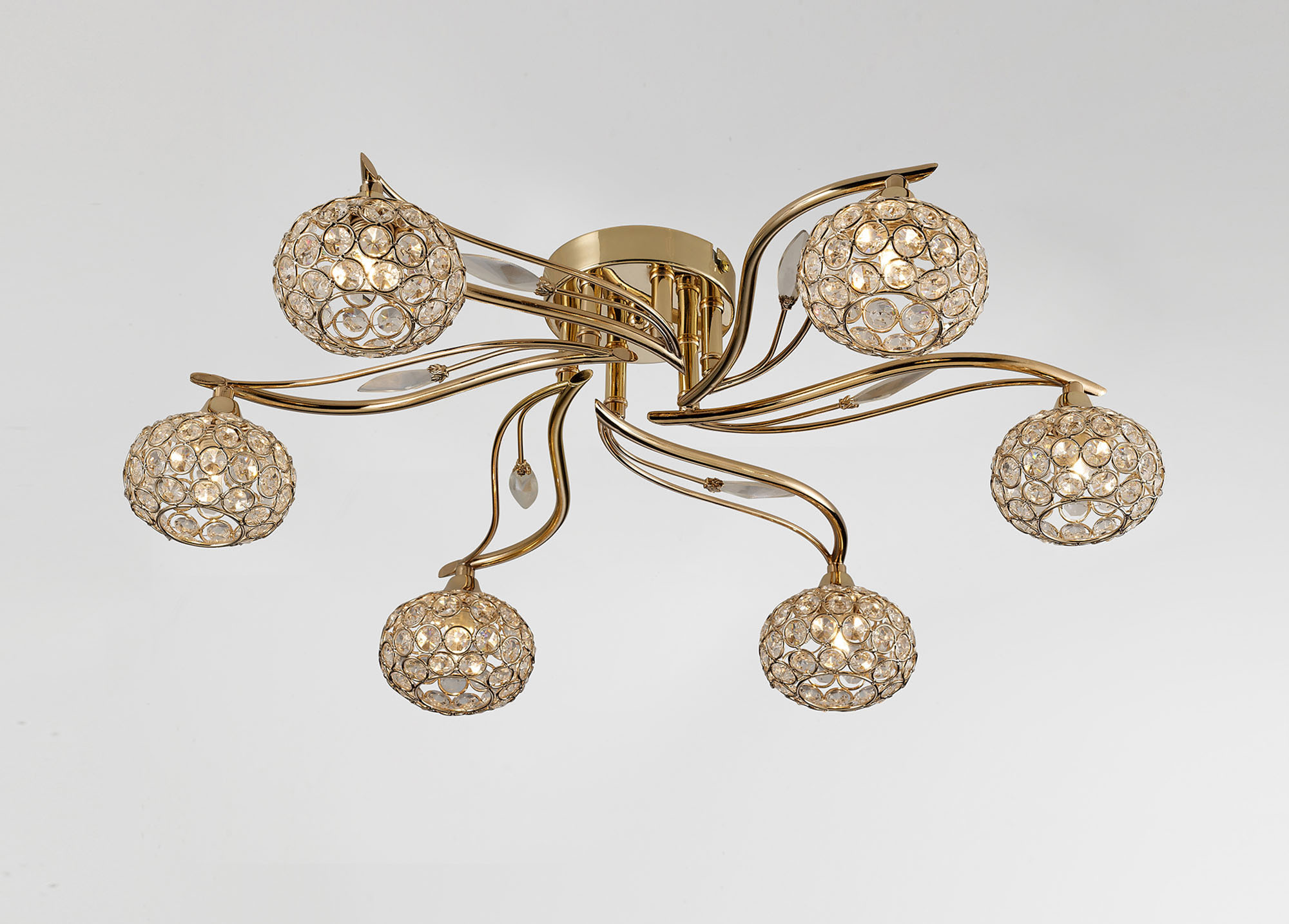 IL30966  Leimo Crystal Ceiling 6 Light French Gold